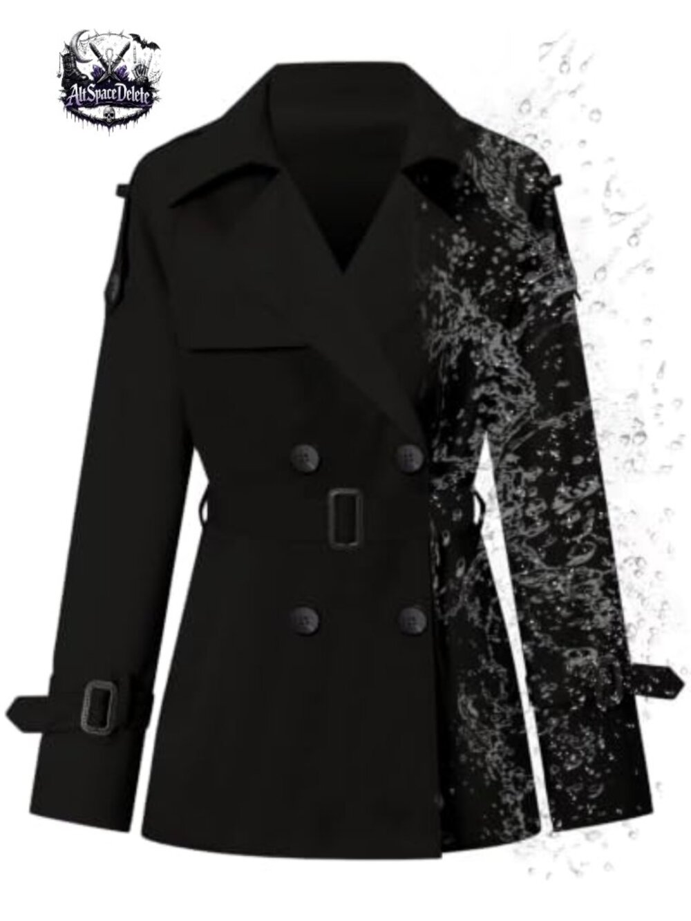 Water-Repellent Double Breasted Belted Short Trench Coat